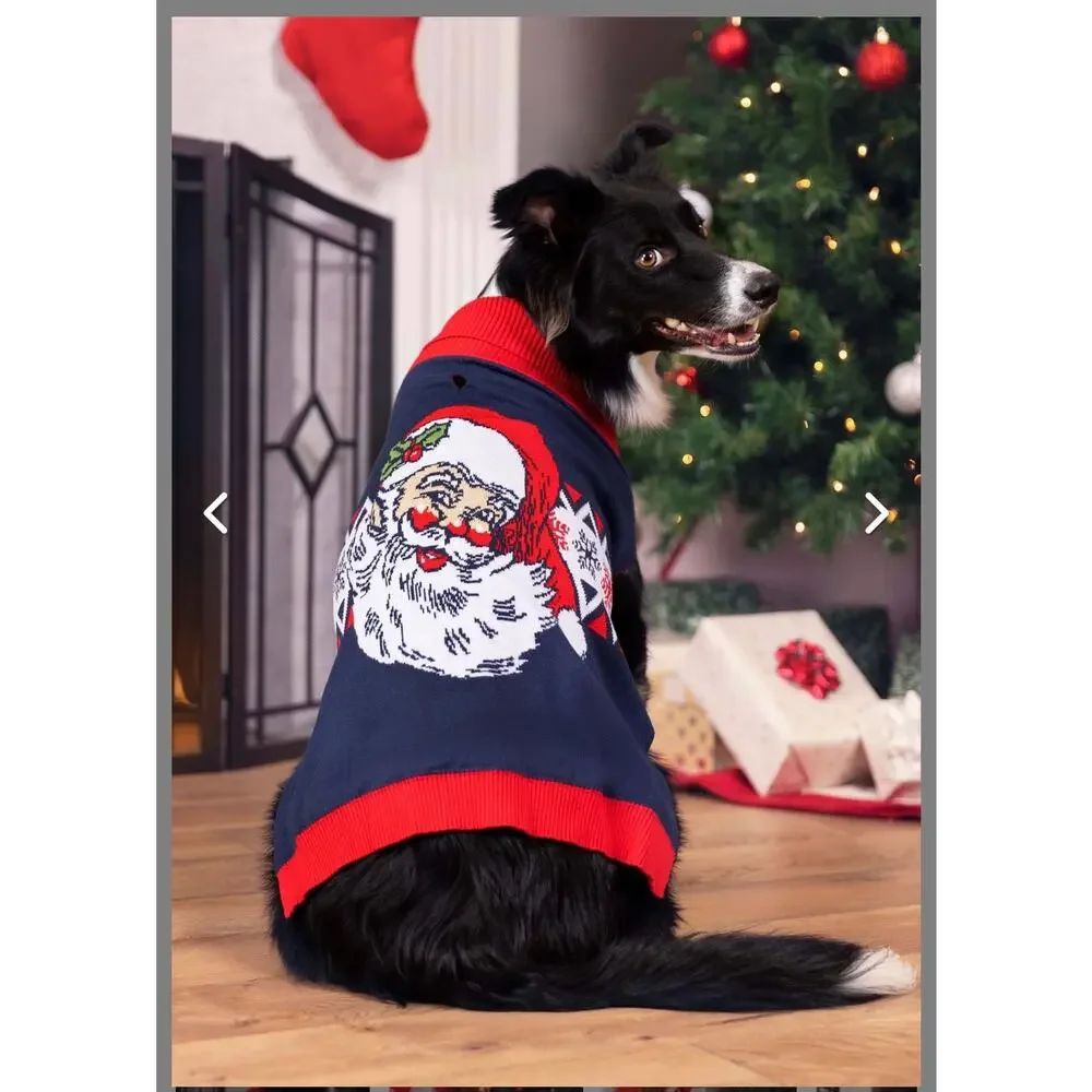 Vintage Look Santa Christmas Dog Sweater Size L